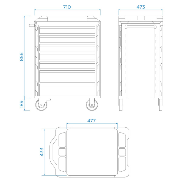 Тележка инструментальная 7 полок KING TONY 87SQ31-7B-BK