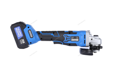 Угловая шлифмашина аккумуляторная NORDBERG NE308K (УШМ, диам. диска 125 мм, 20 В, 2 аккумулятора и зарядное устройство)