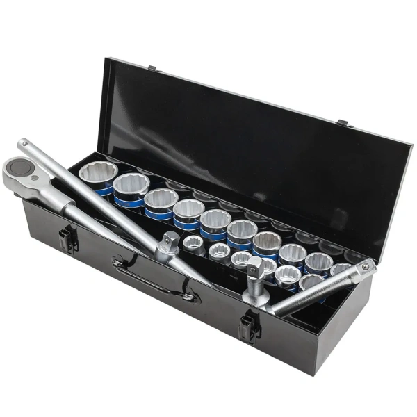 Набор инструментов 21пр, 3/4''(12гр.)(19,21,22,24,26,27,28,29,30,32,34,36,36,38,41,46,50мм), в метал.кейсе