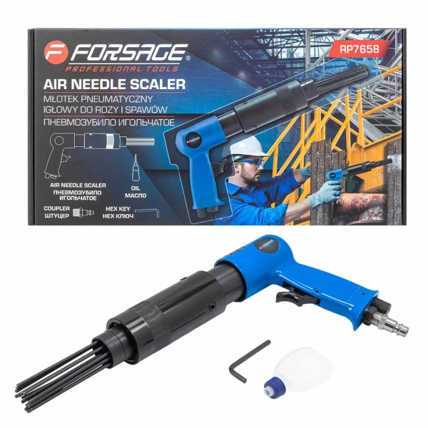 Пневмозубило с насадкой игольчатой(4500уд/мин, 79л/мин,штуцер 1/4'')