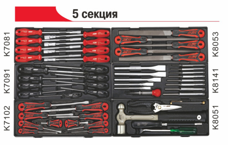 Тележка инструментальная JTC 5641 с набором инструментов JTC 496 (8 секций, 496 предметов)