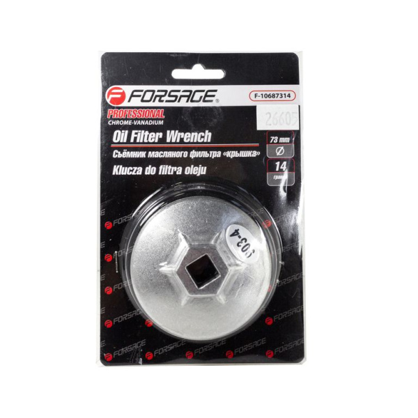 Съемник масляного фильтра ''крышка''73мм х 14гр, в блистере