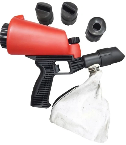 Пескоструйный пистолет со встроенной емкостью для песка 1л и резиновыми наконечниками (4шт)