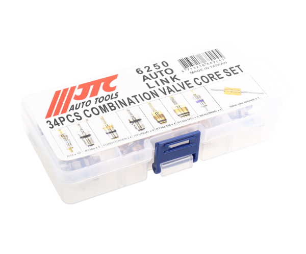 Набор золотников для кондиционера JTC 6250 (R12/R134A, 33 шт., FORD, BMW, CITROEN, HYUNDAI, MERCEDES)