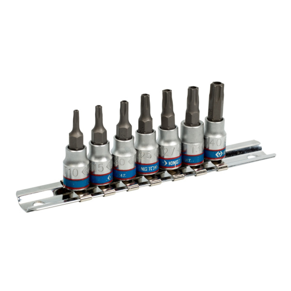 Набор торцевых насадок 1/4" TORX, Т10-Т40 мм, L = 37 мм, 7 предметов KING TONY 2107PR