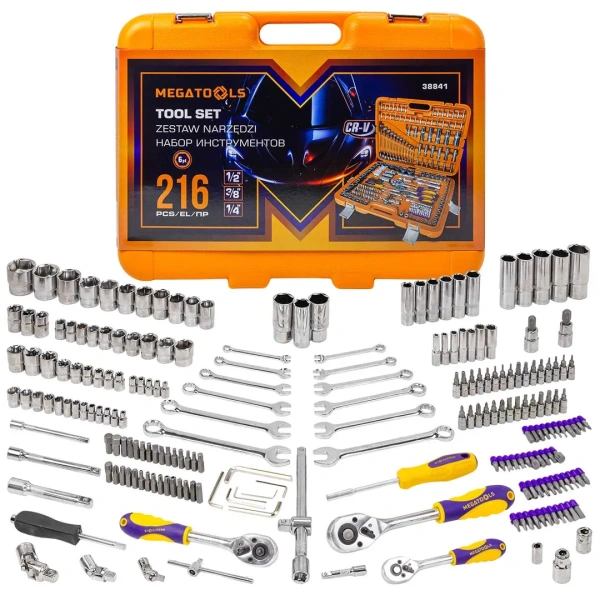 Набор инструментов 216пр. 1/4''3/8''1/2''(6гр.)(4-32мм) в пласт. кейсе