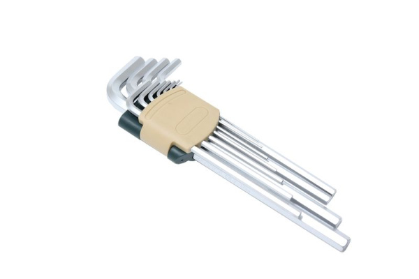 Набор ключей Г-образных 6-гранных экстра длинных 11пр. (1.5, 2, 2.5, 3, 4, 5, 6, 7, 8, 10, 12мм)в пластиковом держателе