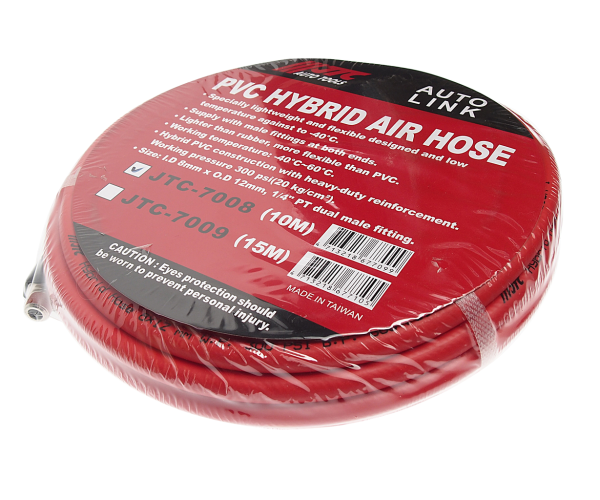 Шланг пневматический ПВХ JTC 7008 (8х12 мм, L=10 м, штуцер 1/4'')