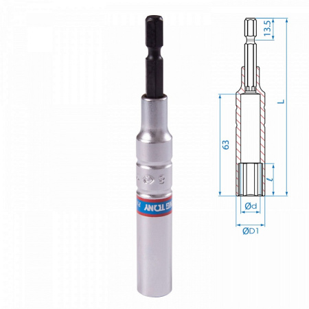 Головка для шуруповерта двенадцатигранная KING TONY 76C11**M, 1/4", 8-24 мм, L = 110 мм