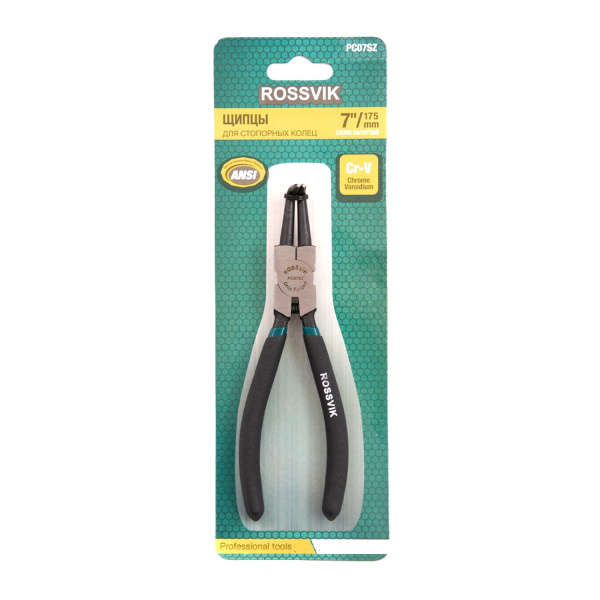 Щипцы для стопорных колец ROSSVIK PC07SZ (7", сжим загнутый)