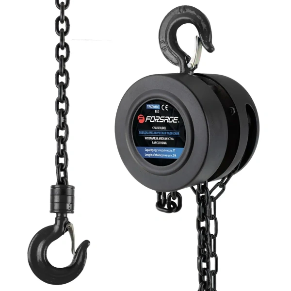 Лебедка механическая подвесная с фиксацией цепи натяжения, 1т (длина цепи - 2.5м) в кейсе
