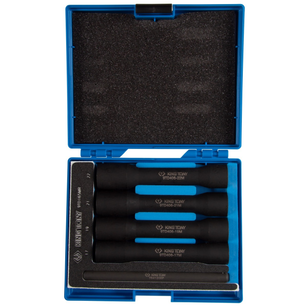 Набор торцевых головок для поврежденных гаек и болтов 17, 19, 21, 22 мм 5 предметов KING TONY 9TD165MR