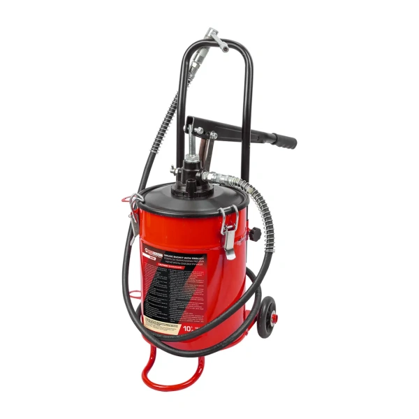 Нагнетатель смазки ручной, 10 кг (длина шланга 2.1 м, рабоч. давление до 5000 psi, рабоч. темп. -10+50 °C, произв-сть 5-7 г/ход, Ø емкости 228 мм)