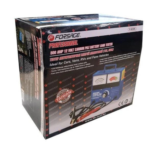 Тестер аккумуляторных батарей, генераторов и пускового тока аналоговый (12V,500А)