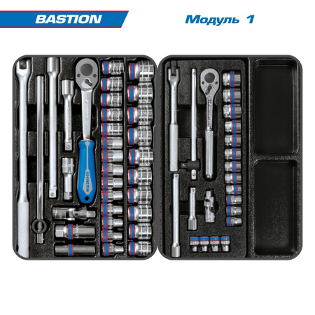 Набор инструментов BASTION в тележке KING TONY 9G38-100MR (204 предмета)