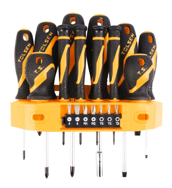 Набор отверток "GRIPro" вставки (биты) подвесной 19 предметов TOLSEN TT20183