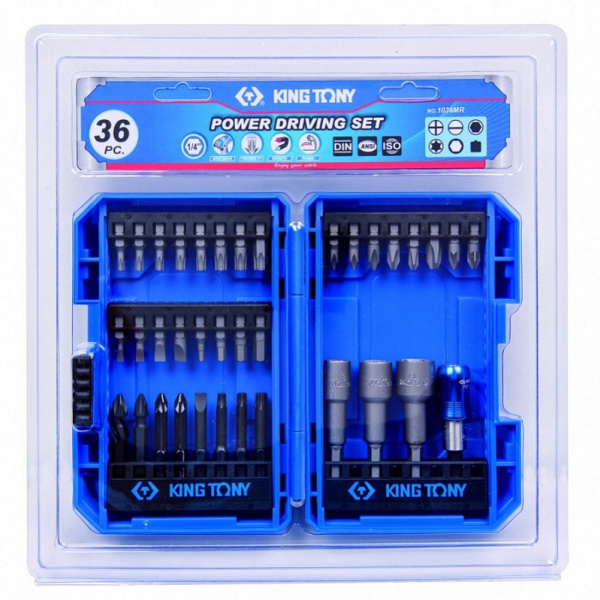 Набор вставок-бит KING TONY 1036MR для шуруповерта, 36 предметов