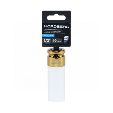 Головка торцевая ударная глубокая тонкостенная NORDBERG 241-719W, 1/2", 19 мм для колесных дисков