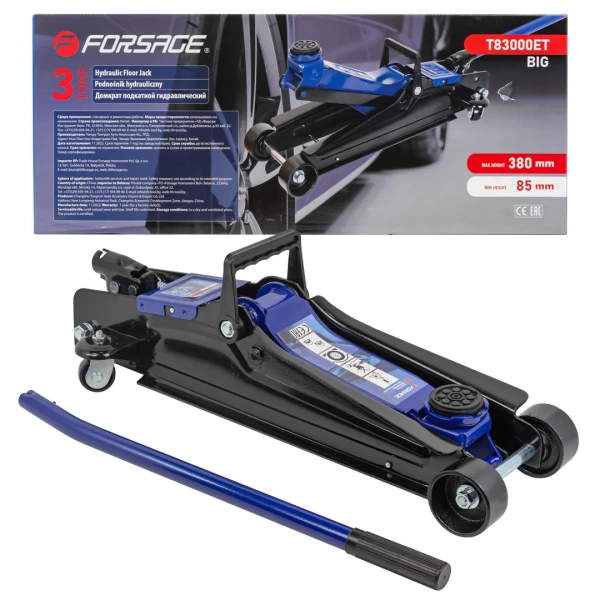 Домкрат подкатной гидравлический 3т (h min 85мм, h max 380мм)