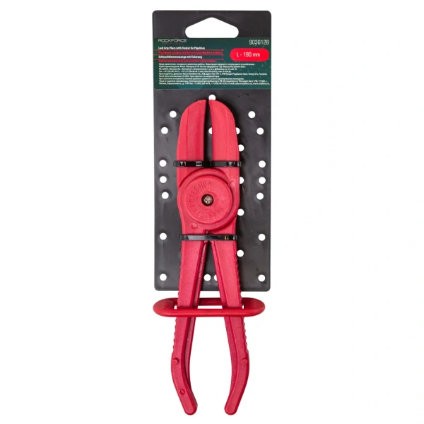 Зажим пластиковый для шлангов с фиксатором (L-190мм), на пластиковом держателе