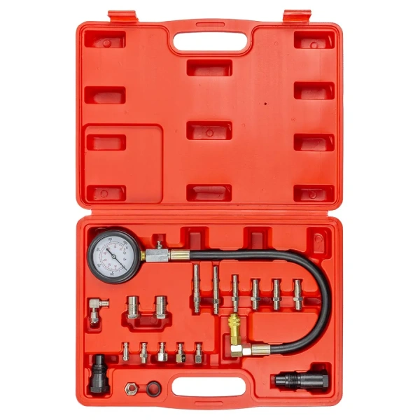 Тестер компрессии дизельного двигателя в наборе с резьбовыми адаптерами, (0-70 bar),19пр.в кейсе.