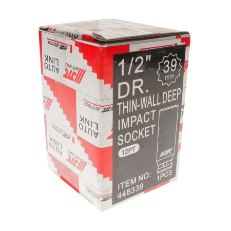 Головка торцевая 12-ти гранная ударная тонкостенная JTC 448339 (1/2", 39 мм, L=82 мм)