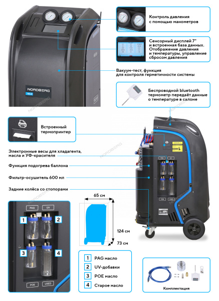 Установка автомат для заправки и диагностики автомобильных кондиционеров с принтером NF21 NORDBERG