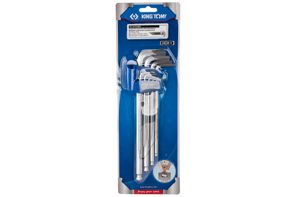 Набор Г-образных шестигранников 1,5-10 мм, с шаровым окончанием, 9 предметов KING TONY 20109MR