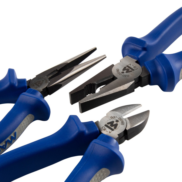 Набор съемников стопорных колец, пассатижей и бокорезов МАСТАК 5-3307 (ложемент, 7 предметов)