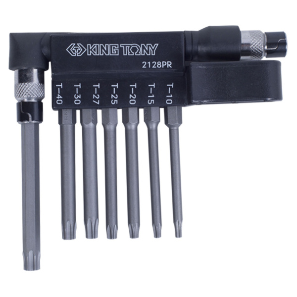 Набор вставок (бит) с воротком-битодержателем 1/4" TORX, T10-T40, L = 60 мм, 8 предметов KING TONY 2128PR