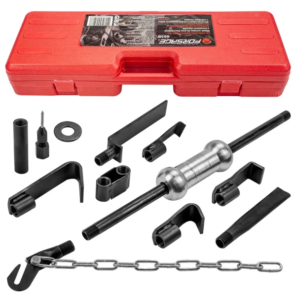 Молоток обратный для кузовных работ с набором насадок 9пр.(длина 22-3/4'', диаметр 3/4'') в кейсе