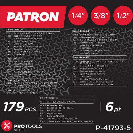 Набор инструментов 179пр. 1/4''3/8''1/2''6 pt