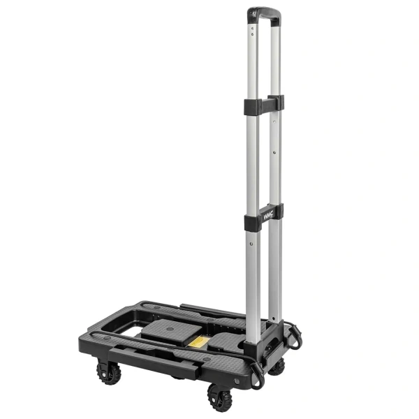 Тележка платформенная складная с телескопической ручкой+2крюка на эластичных ремнях L-1.6м(500х315/370мм,ручка 410-790мм,max нагр.140кг,5 колес)