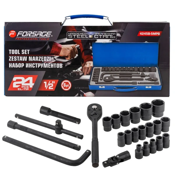 Набор инструментов 24пр. 1/2''(6гр.)(8-32мм)