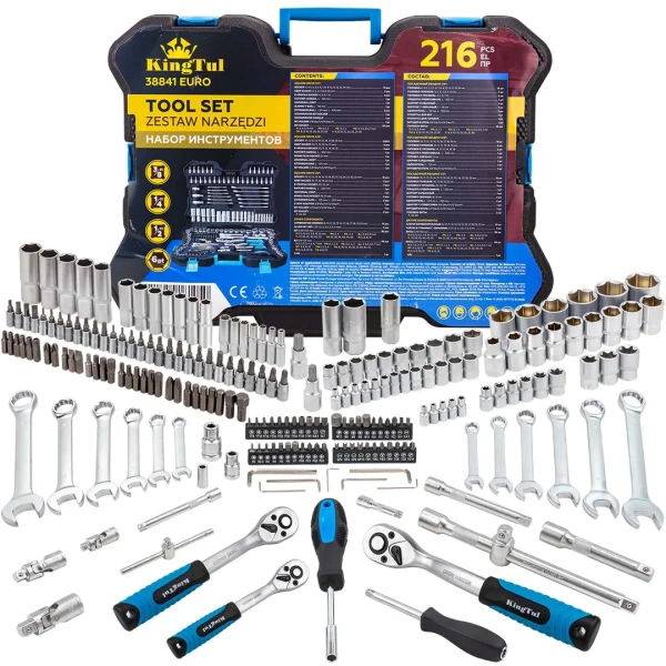 Набор инструментов 216пр. 1/4'', 3/8'', 1/2''(6гр.)