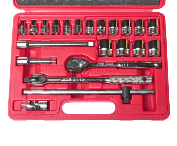 Набор головок торцевых 6-ти гранных JTC H322B (3/8", 6-22 мм, 22 предмета в кейсе)