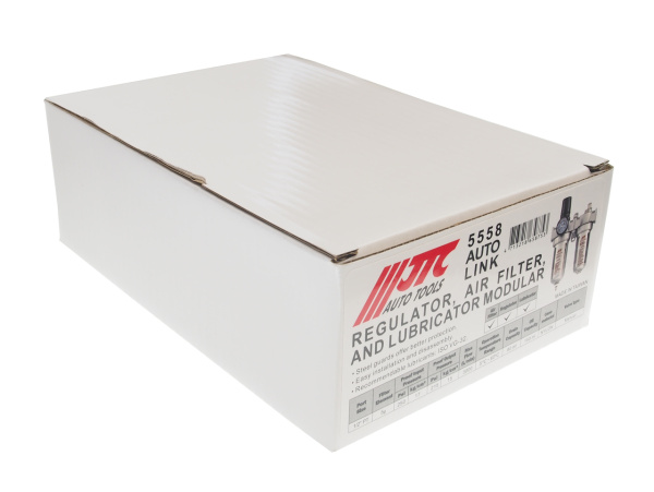 Блок подготовки воздуха JTC 5558 (лубрикатор, осушитель, 1/2", металл. переключ., 215PSI, 3000 л/мин, 150 мл)