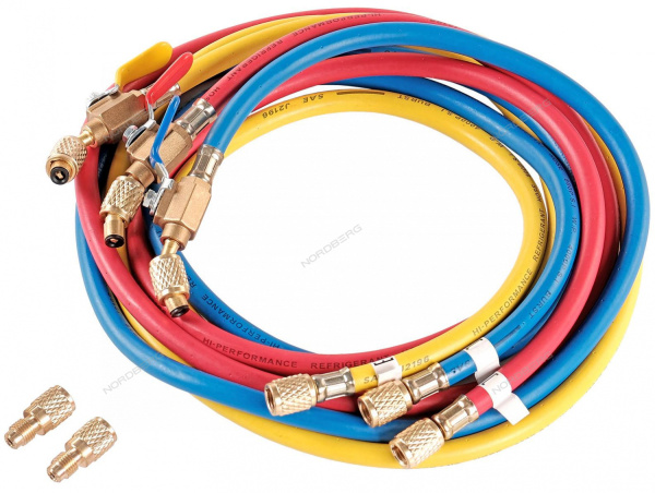 Шланг заправочный для фреона NORDBERG NFH18 (1,8 м, в компл. 3 шт.)