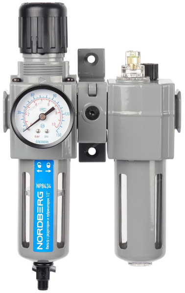 Фильтр воздушный с редуктором и лубрикатором PRO, 1/2" NORDBERG NP8434