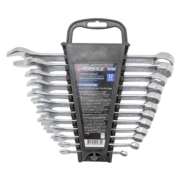 Набор ключей комбинированных 12пр. (6.8,10,12-19,22мм) в пласт.держателе