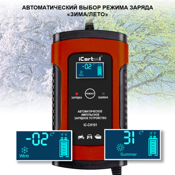 Импульсное зарядное устройство 12В с функцией восстановления iCartool IC-CH101