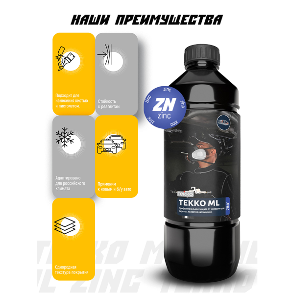 Антикор скрытых полостей TEKKO ML ZINC 1литр под пистолет
