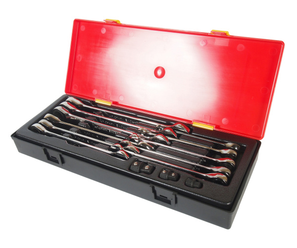 Набор ключей рожково-накидных трещоточных JTC K6141 (14 предметов в кейсе)