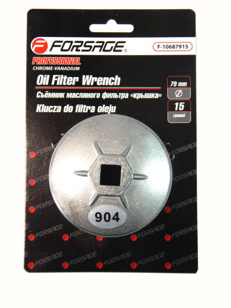Съемник масляного фильтра ''крышка''79мм х 15гр, в блистере