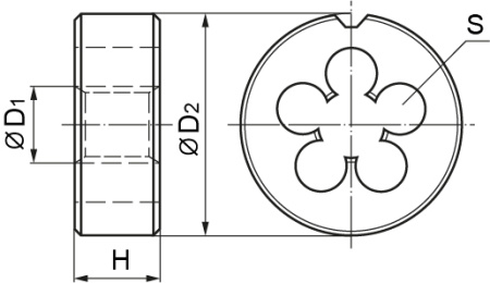 Плашка D-COMBO MD305 круглая ручная М3х0.5, HSS, Ф20х5 мм