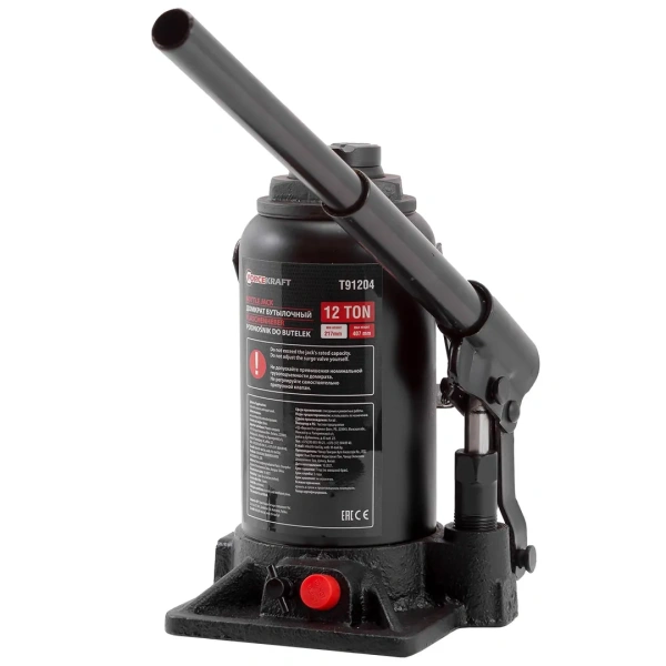 Домкрат бутылочный 12т с клапаном (h min-217мм, h max-407мм)
