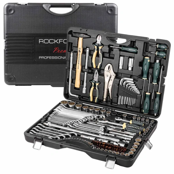 Набор инструментов 142+6пр. 1/4''3/8''1/2''(6-гран.)(4-36мм, 27,30,32,36-12гр.)+(ключи трещоточные:8х10,12х13,14х15,16х17,18х19мм, бокорезы-7'')