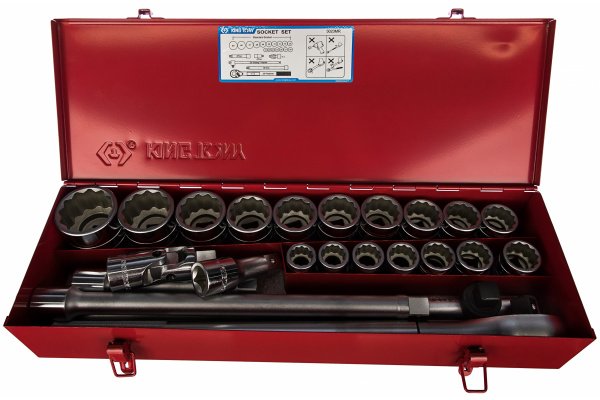 Набор торцевых головок с принадлежностями 3/4", двенадцатигранные, 22-50 мм, 23 предмета KING TONY 6023MR
