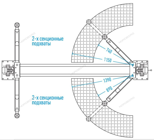 Подъемник двухстоечный электрогидравлический 4т 220 В / 380 В NORDBERG N4121B-4T