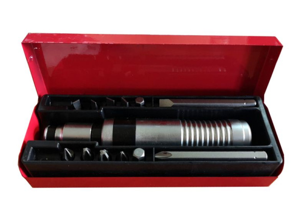 Отвертка ударная с набором бит и адаптером,13пр 1/2''(F)х5/16''(F) (PH 1,2,3,4х36мм, PH3х80мм, SL 5,6,7,8х36мм, SL8х80мм, H 7,8х36мм) в метал. кейсе